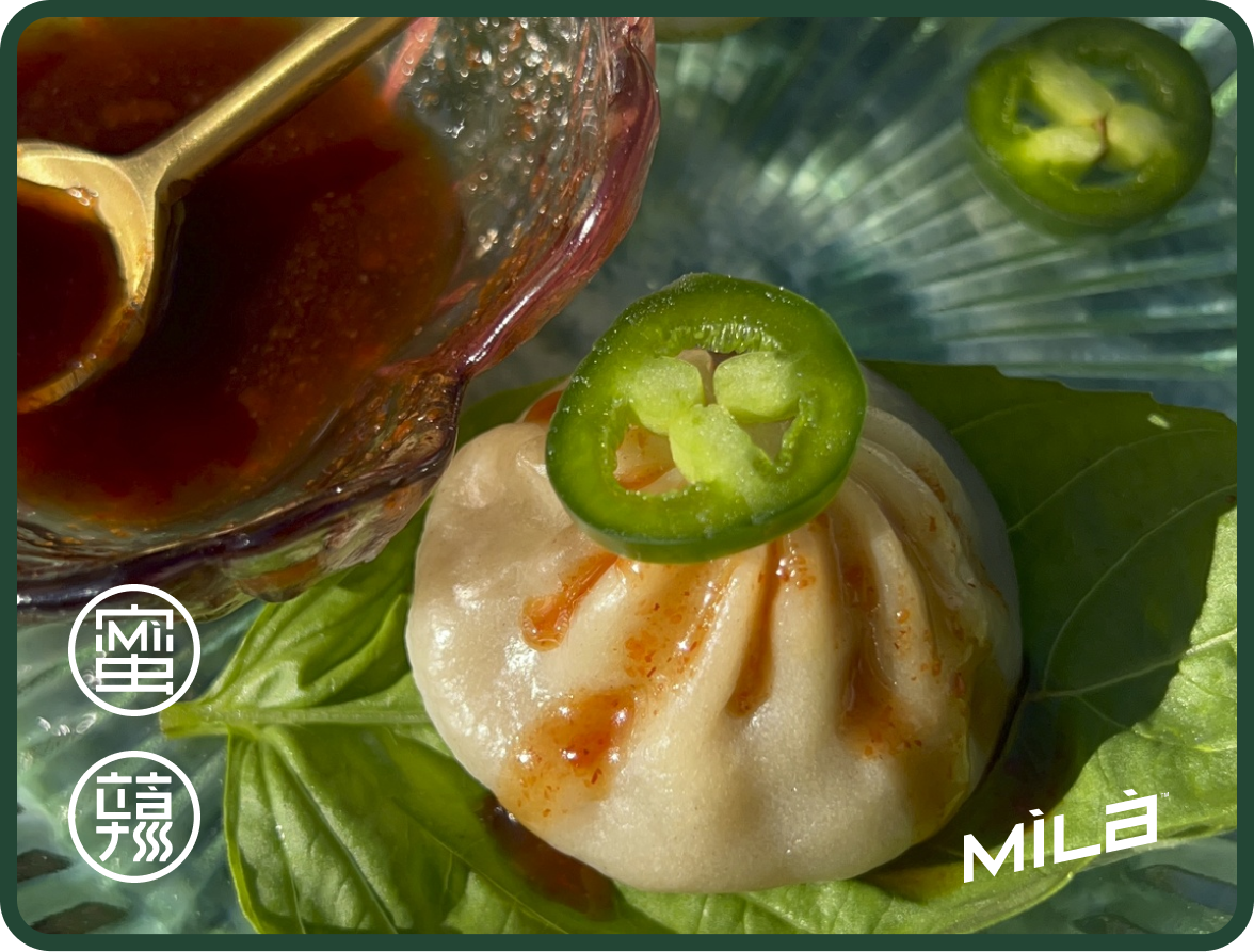 Pho Soup Dumplings with Basil Wrap