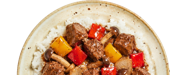 Black Pepper Beef Rice Bowl