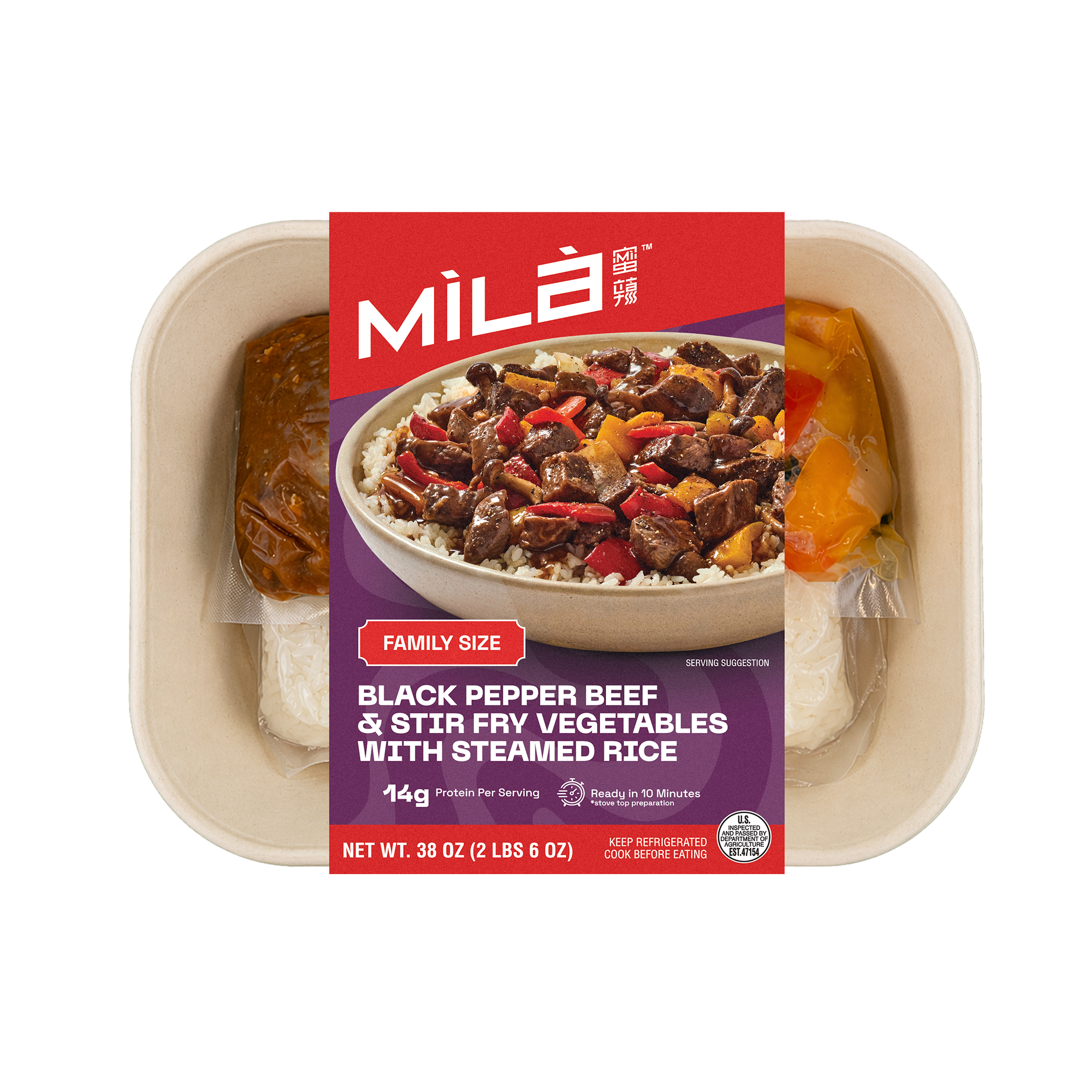 Black Pepper Beef & Stir Fry Vegetables with Steamed Rice