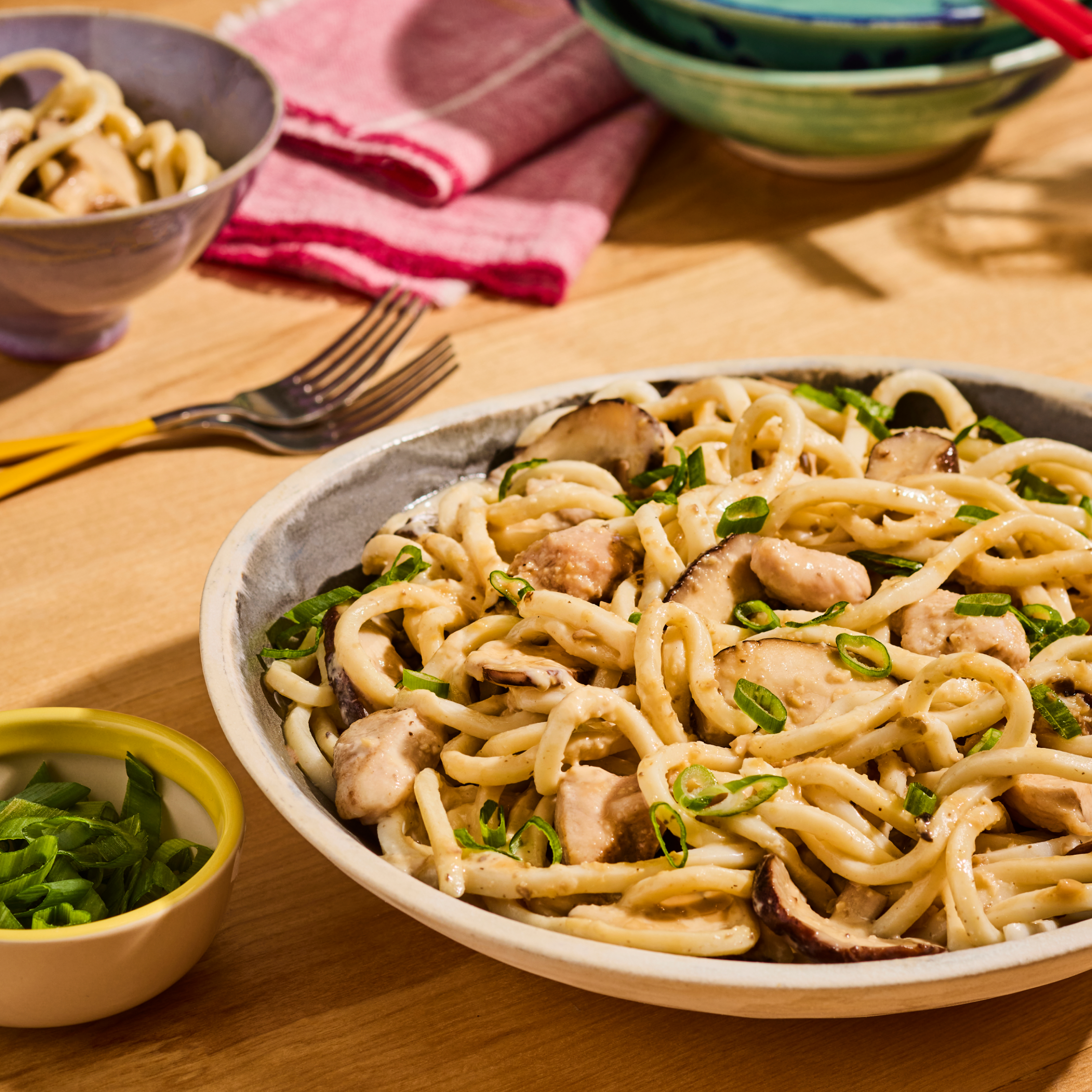 Creamy Udon Noodles with Chicken & Shiitake Mushrooms-MìLà