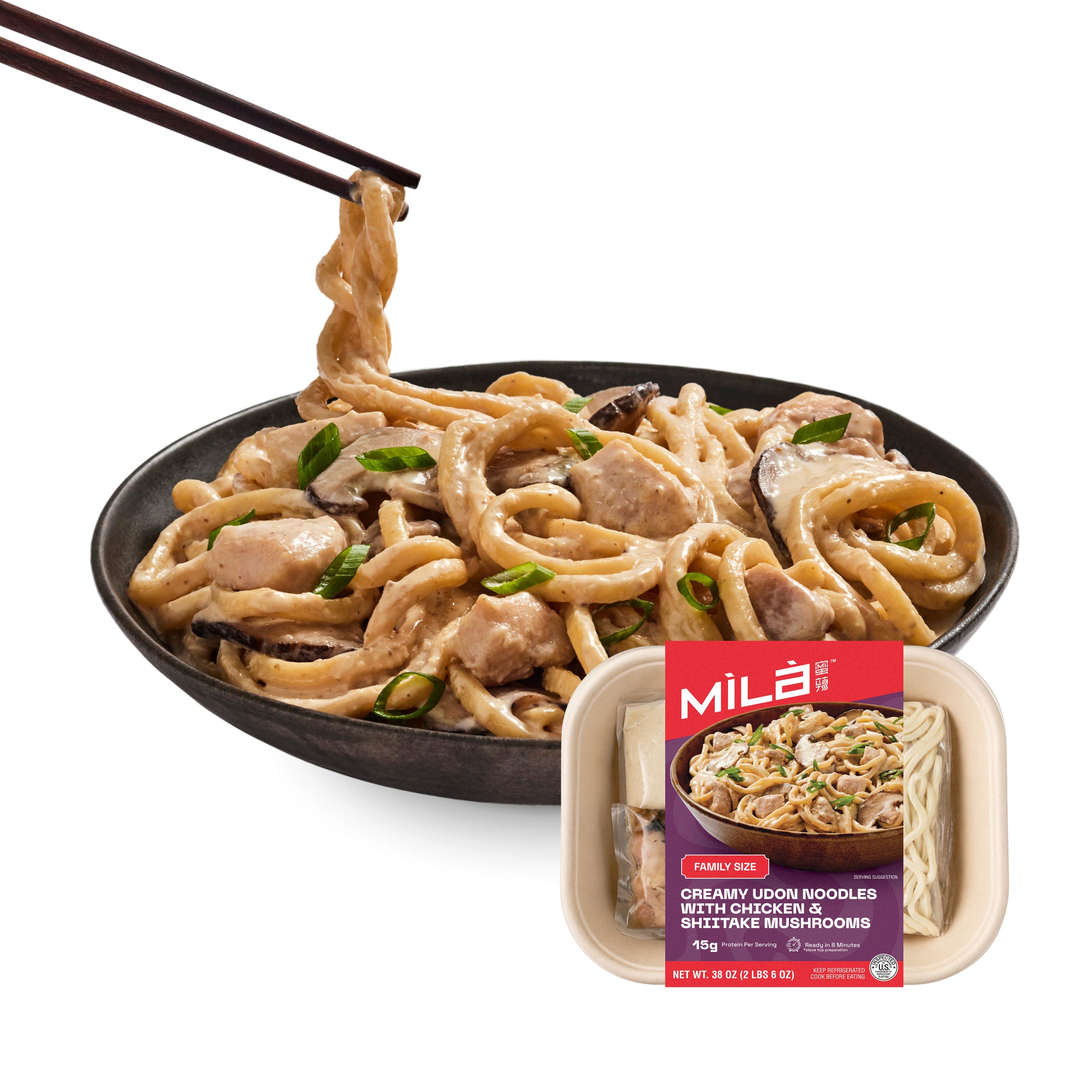 Creamy Udon Noodles with Chicken & Shiitake Mushrooms