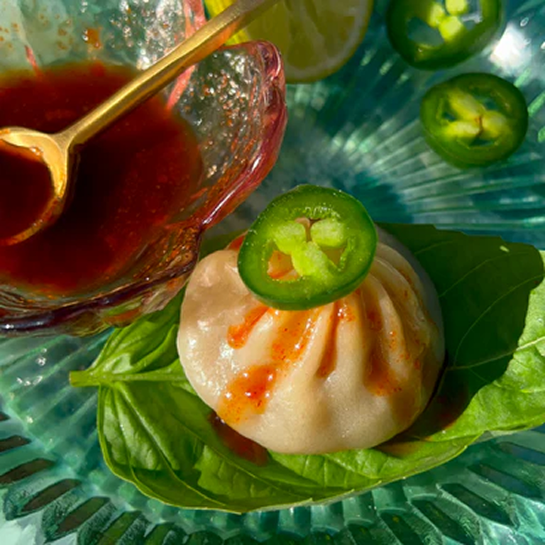 Pho Soup Dumplings with Basil Wrap